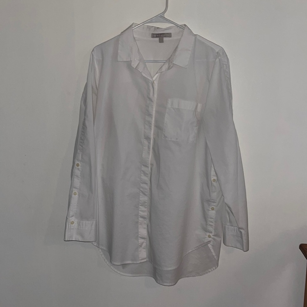 Athleta White Button-Down Shirt